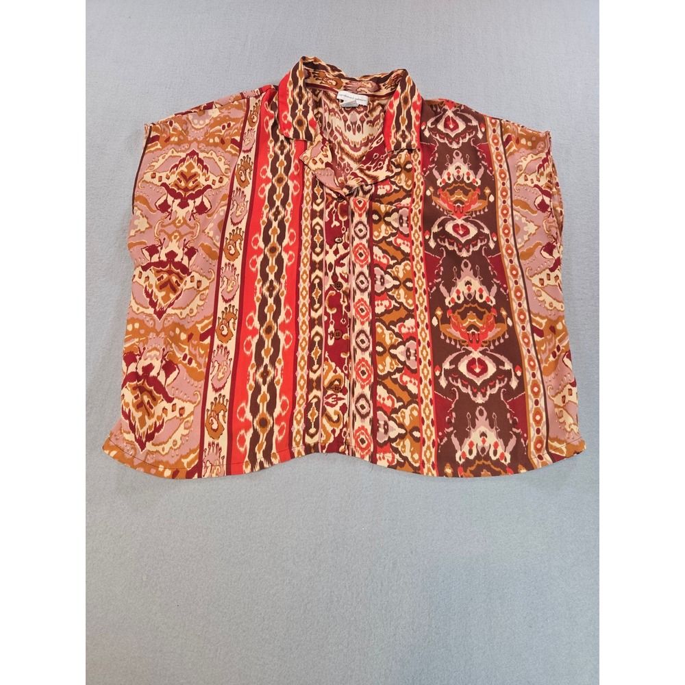 cupcakes and cashmere Blouse Women XL Multicolor Ikat Print Sleeveless Button Up
